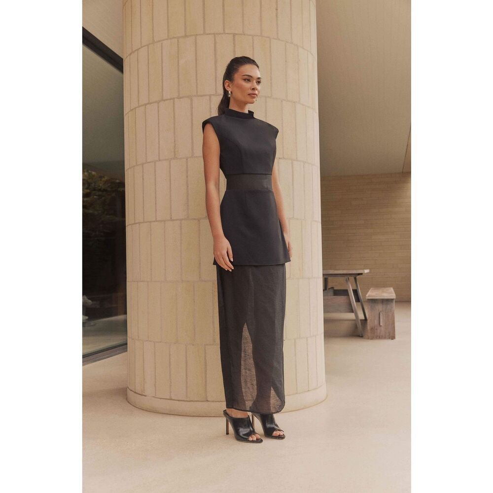 CURAAE Bond Sleeveless Mesh Maxi Dress In White Cocktail Size S NW0T